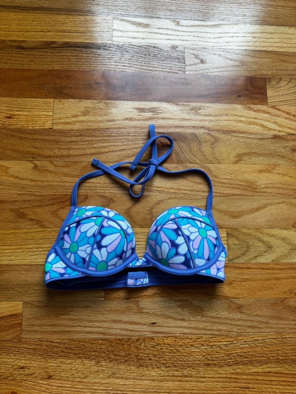 aerie Blue Floral Padded Bikini Top
